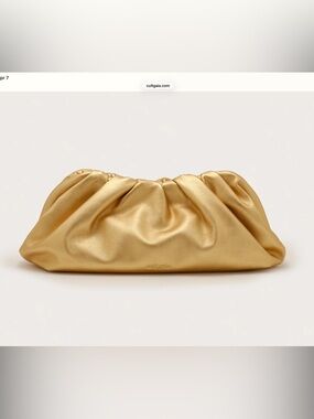 cult gaia Gold Ruched Pouch Clutch